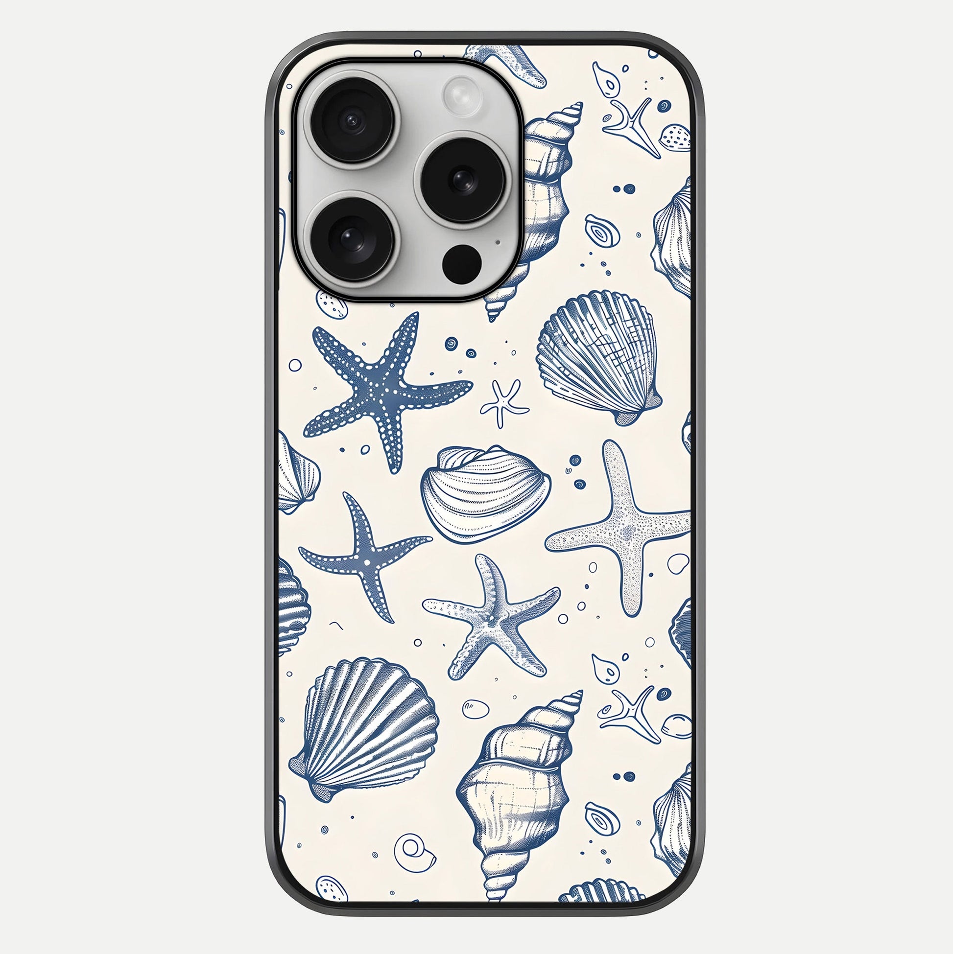 Blue Ocean Outline Glass Case For iPhone 16 Pro by Custom World