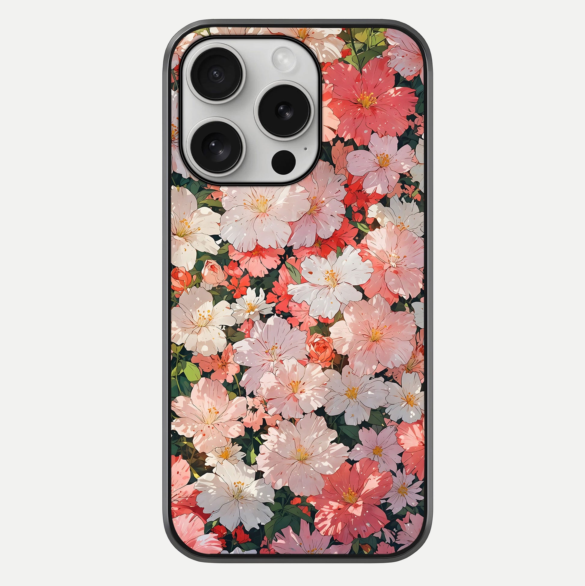 Blush Bloom Field Glass Case For iPhone 16 Pro by Custom World