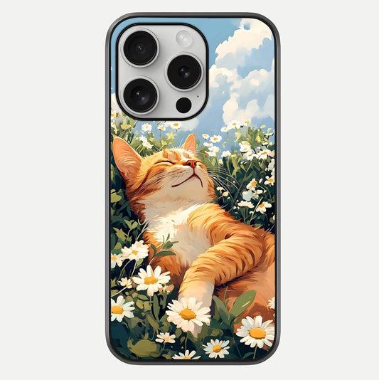 Cat & Flowers View Glass Case For iPhone 16 Pro by Custom World