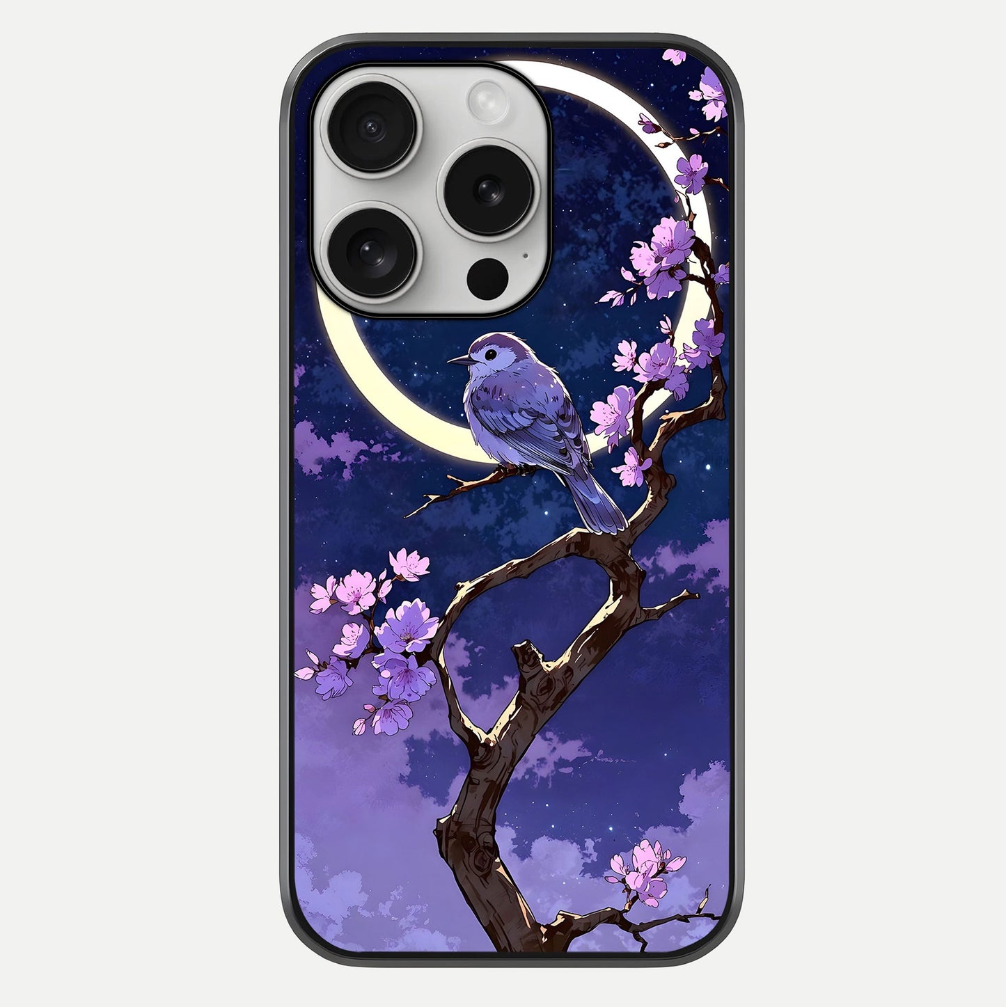 Celestial Bird Blossom Glass Case For iPhone 16 Pro by Custom World