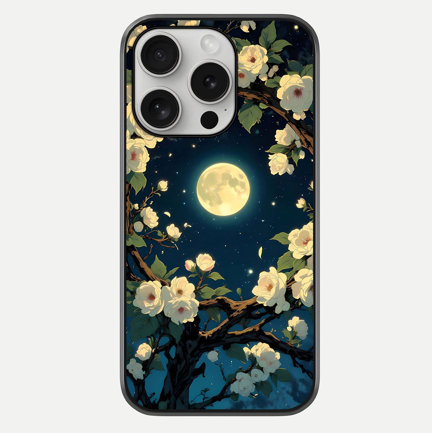 Celestial Moon & Flower Glass Case For iPhone 16 Pro by Custom World