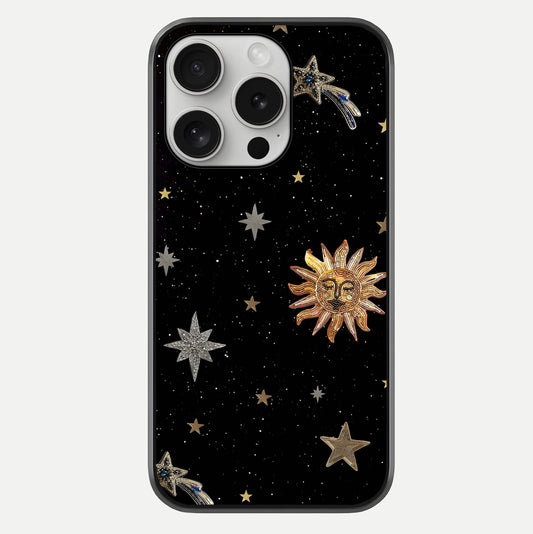 Celestial Moon With Stars Glass Case For iPhone 16 Pro by Custom World