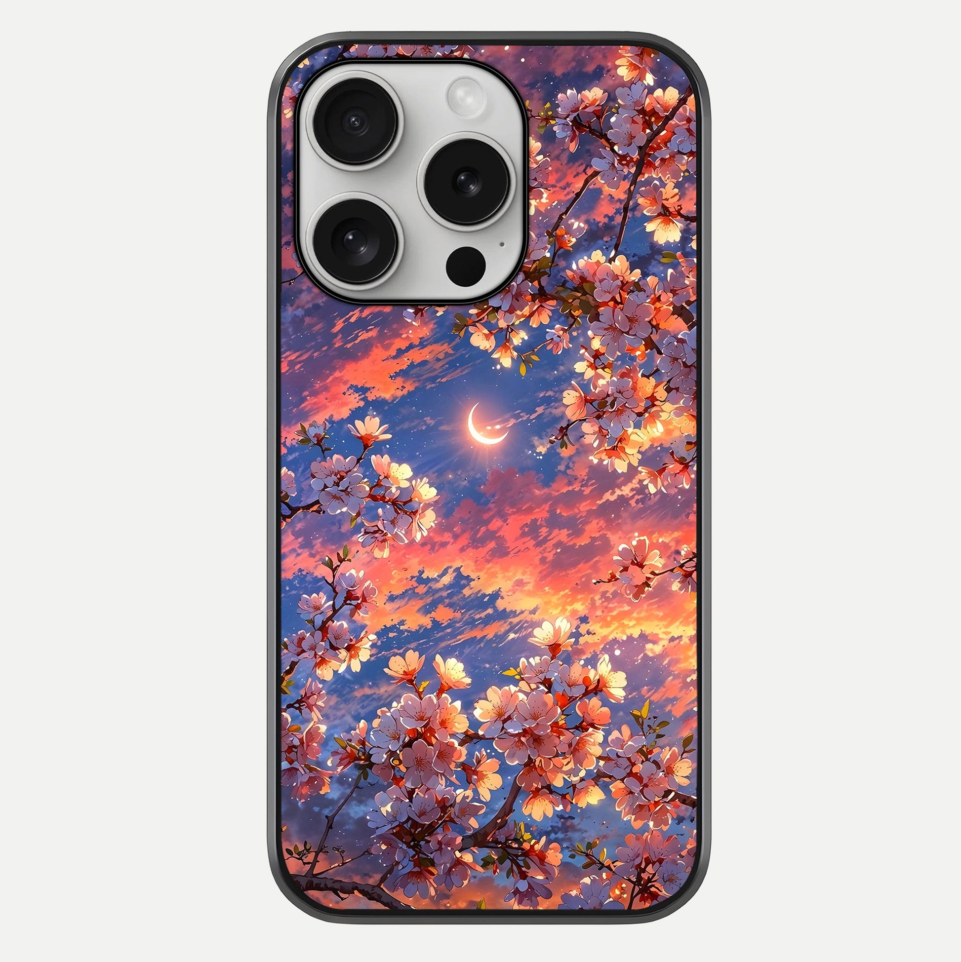 Celestial Sakura Sunset Glass Case For iPhone 16 Pro by Custom World