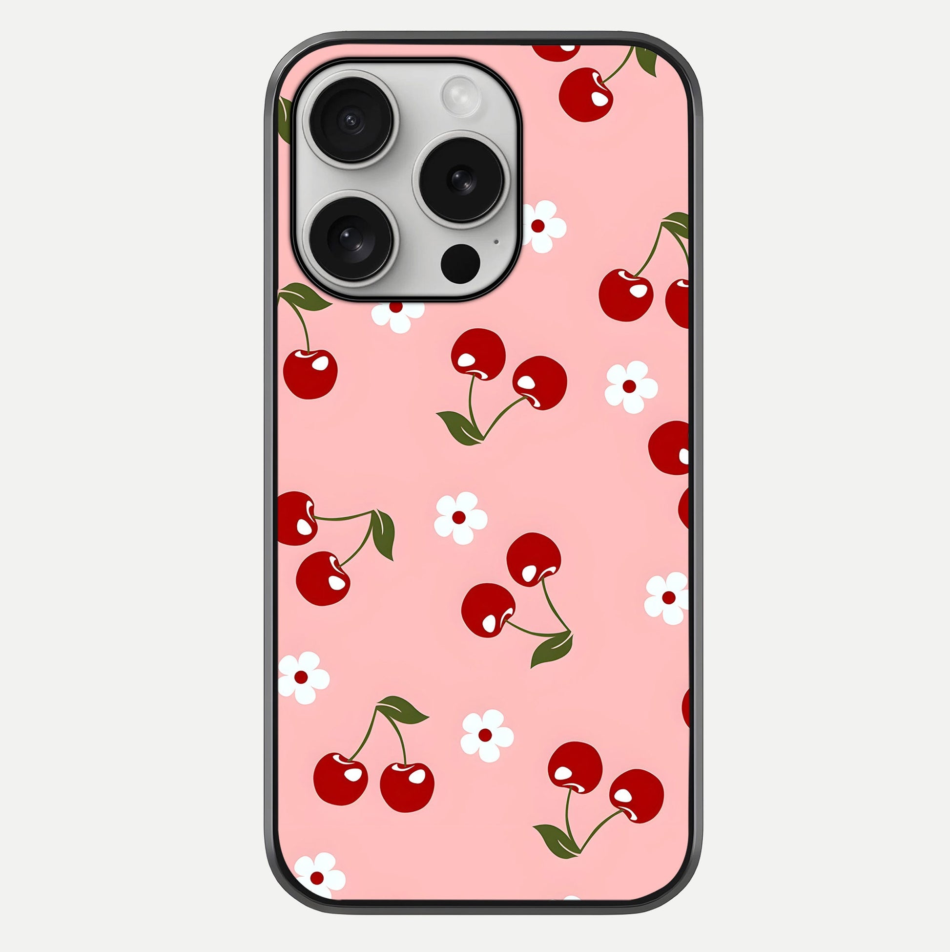 Cherry Love Mood Glass Case For iPhone 16 Pro by Custom World
