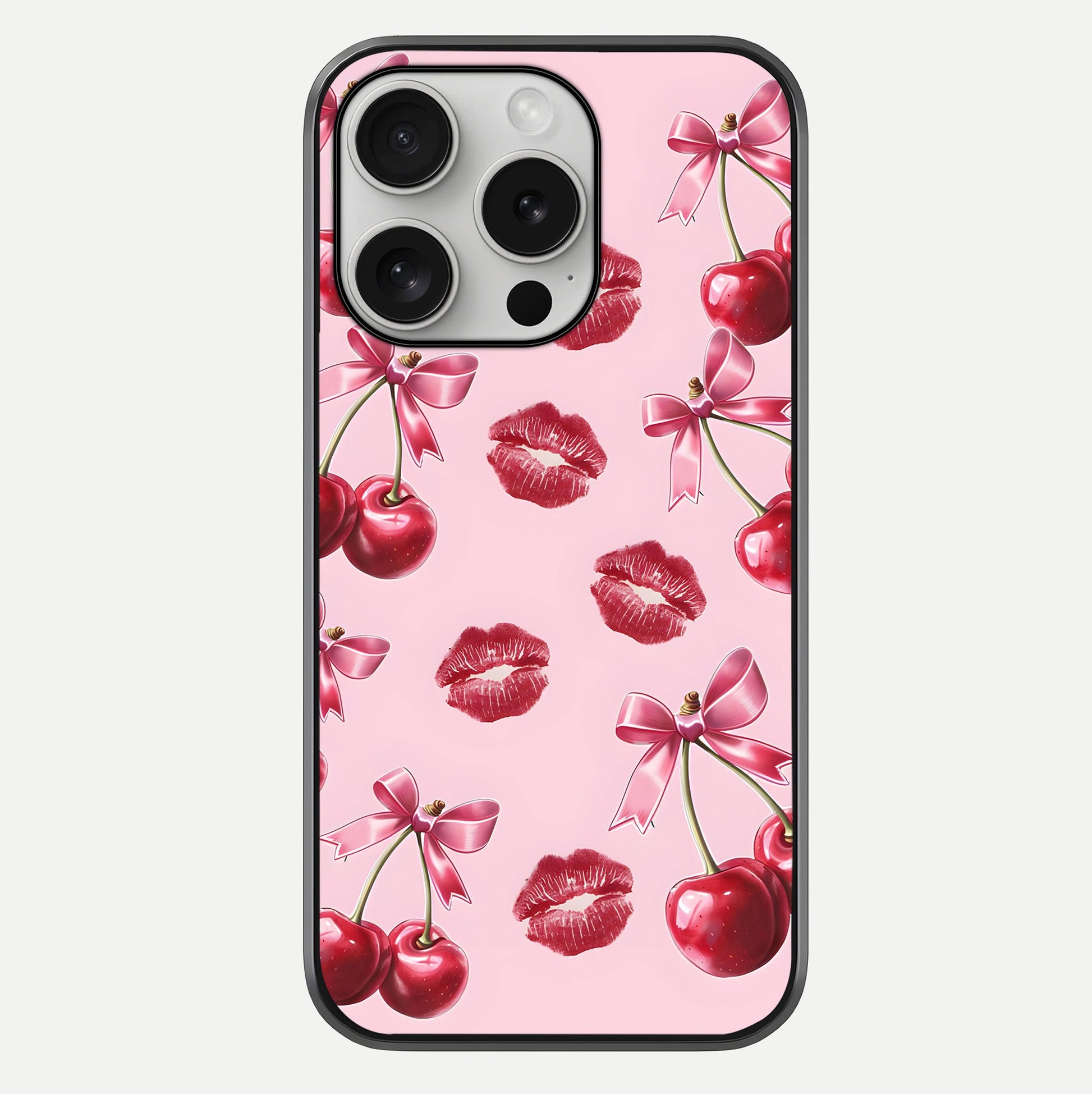 Cherry With Lips Glass Case For iPhone 16 Pro by Custom World