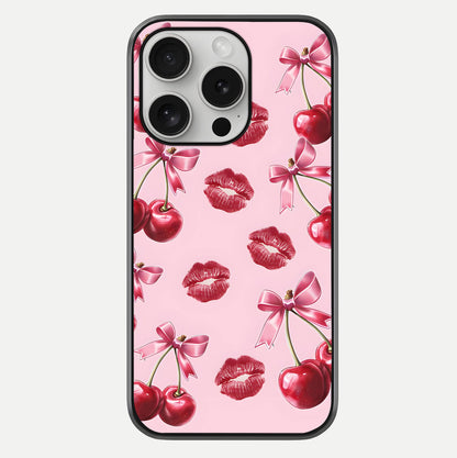Cherry With Lips Glass Case For iPhone 16 Pro by Custom World
