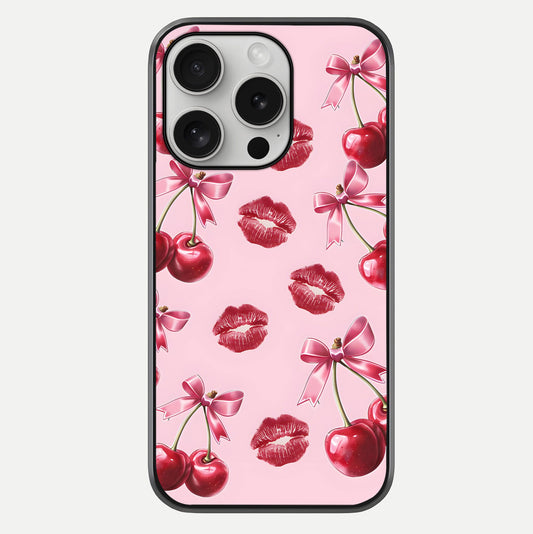 Cherry With Lips Glass Case For iPhone 16 Pro by Custom World