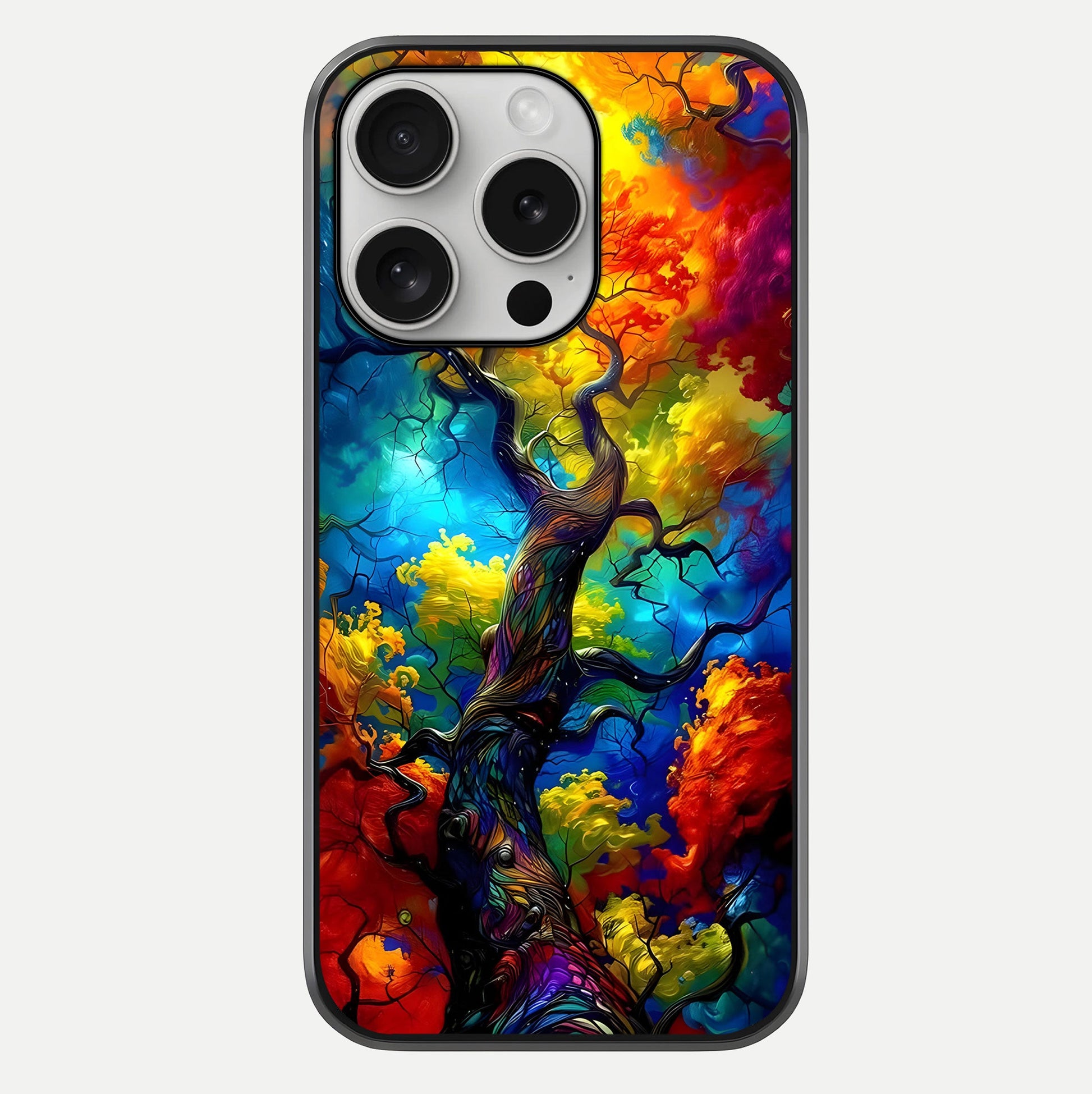Colorful Tree Glass Case For iPhone 16 Pro by Custom World