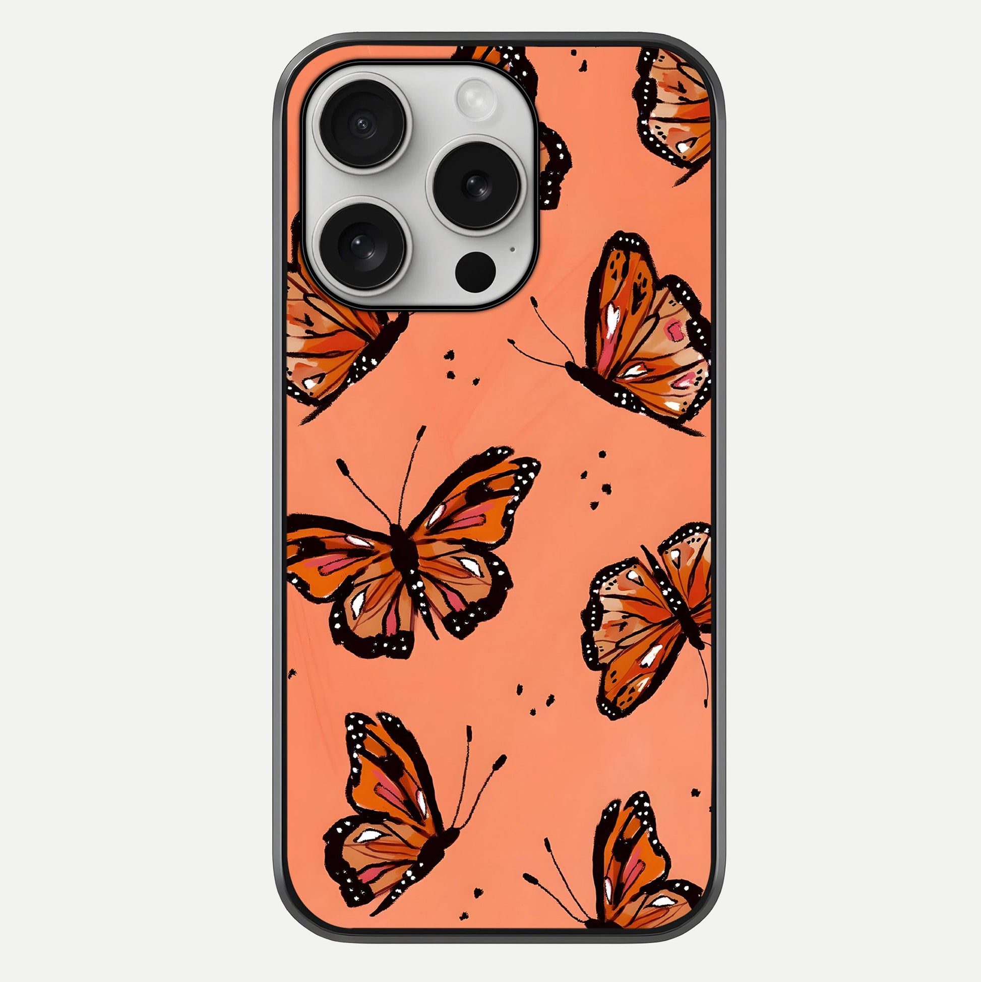 Coral Wing Butterfly Glass Case For iPhone 16 Pro by Custom World