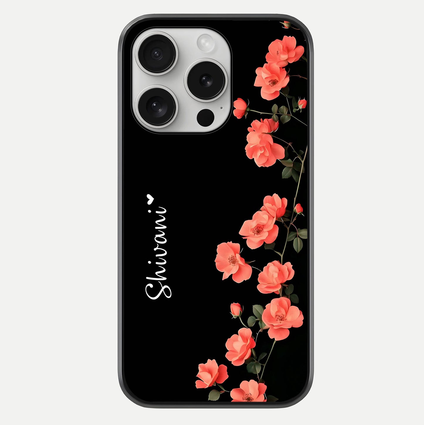 Crimson Bloom Grace Custom Name Glass Case For iPhone 16 Pro by Custom World