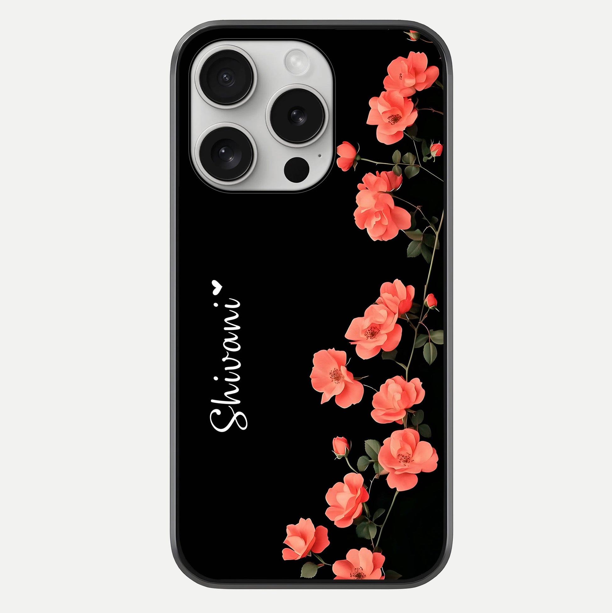 Crimson Bloom Grace Custom Name Glass Case For iPhone 16 Pro by Custom World