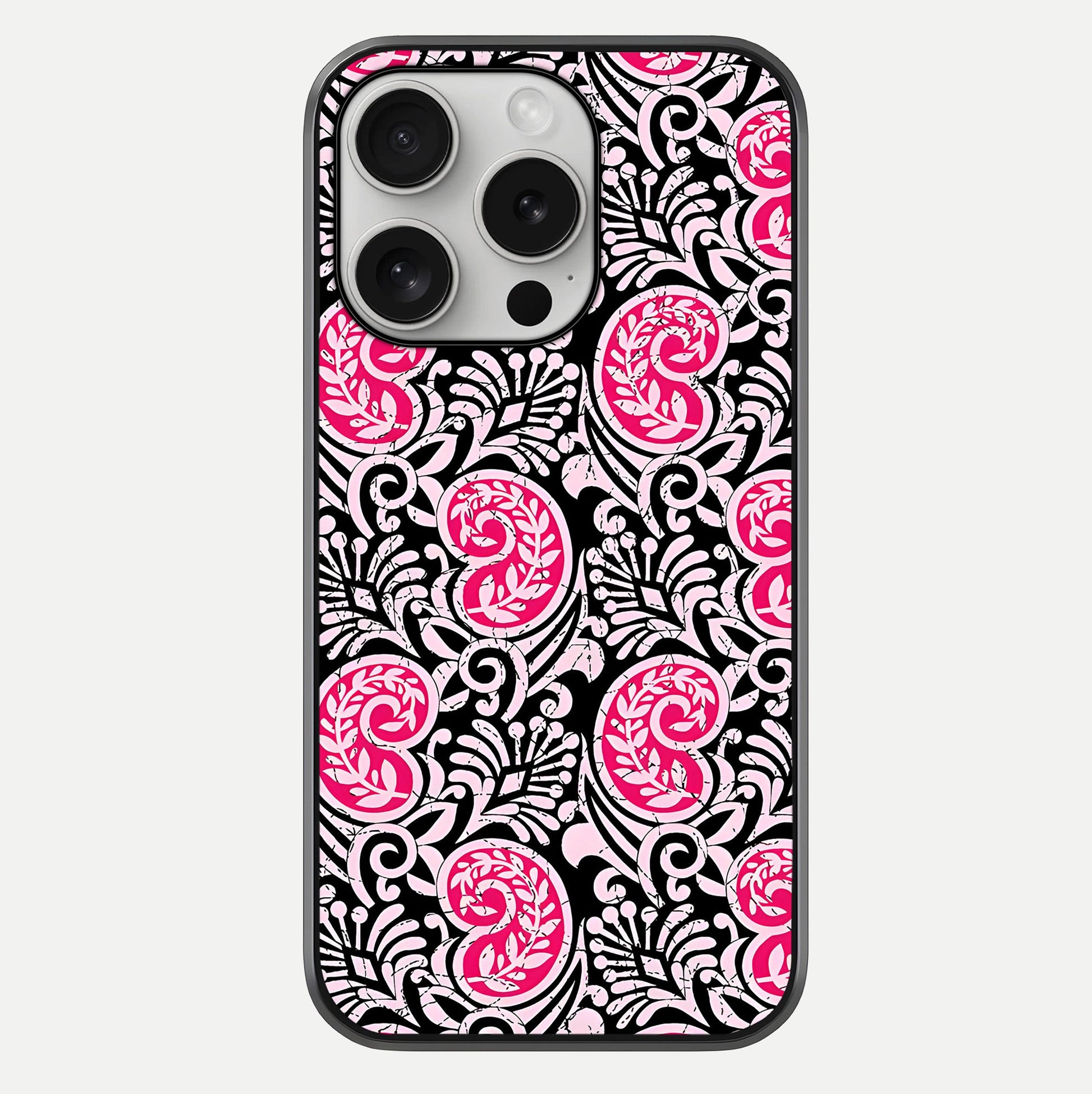 Crimson Paisley Charm Glass Case For iPhone 16 Pro by Custom World