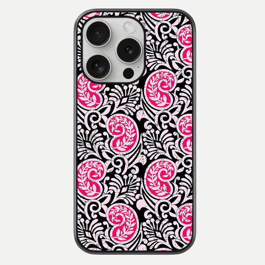 Crimson Paisley Charm Glass Case For iPhone 16 Pro by Custom World