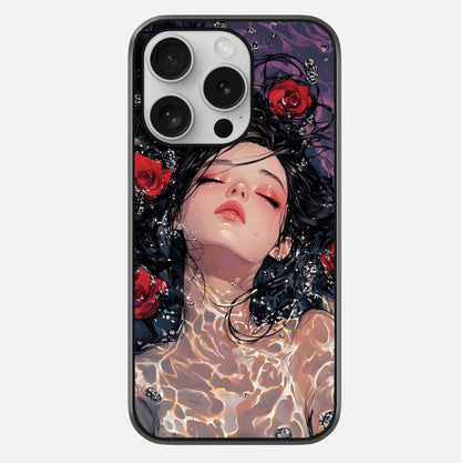 Crimson Rose Serenity Glass Case For iPhone 16 Pro by Custom World