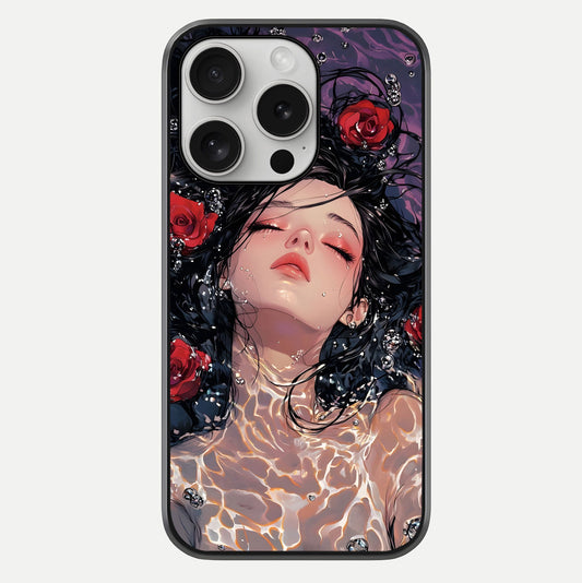 Crimson Rose Serenity Glass Case For iPhone 16 Pro by Custom World