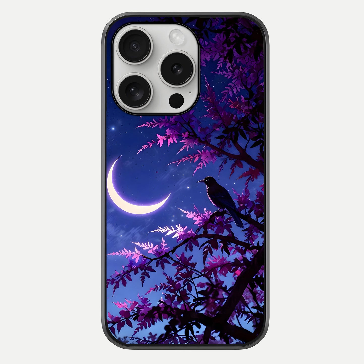 Crow & Moon Scenery Glass Case For iPhone 16 Pro by Custom World
