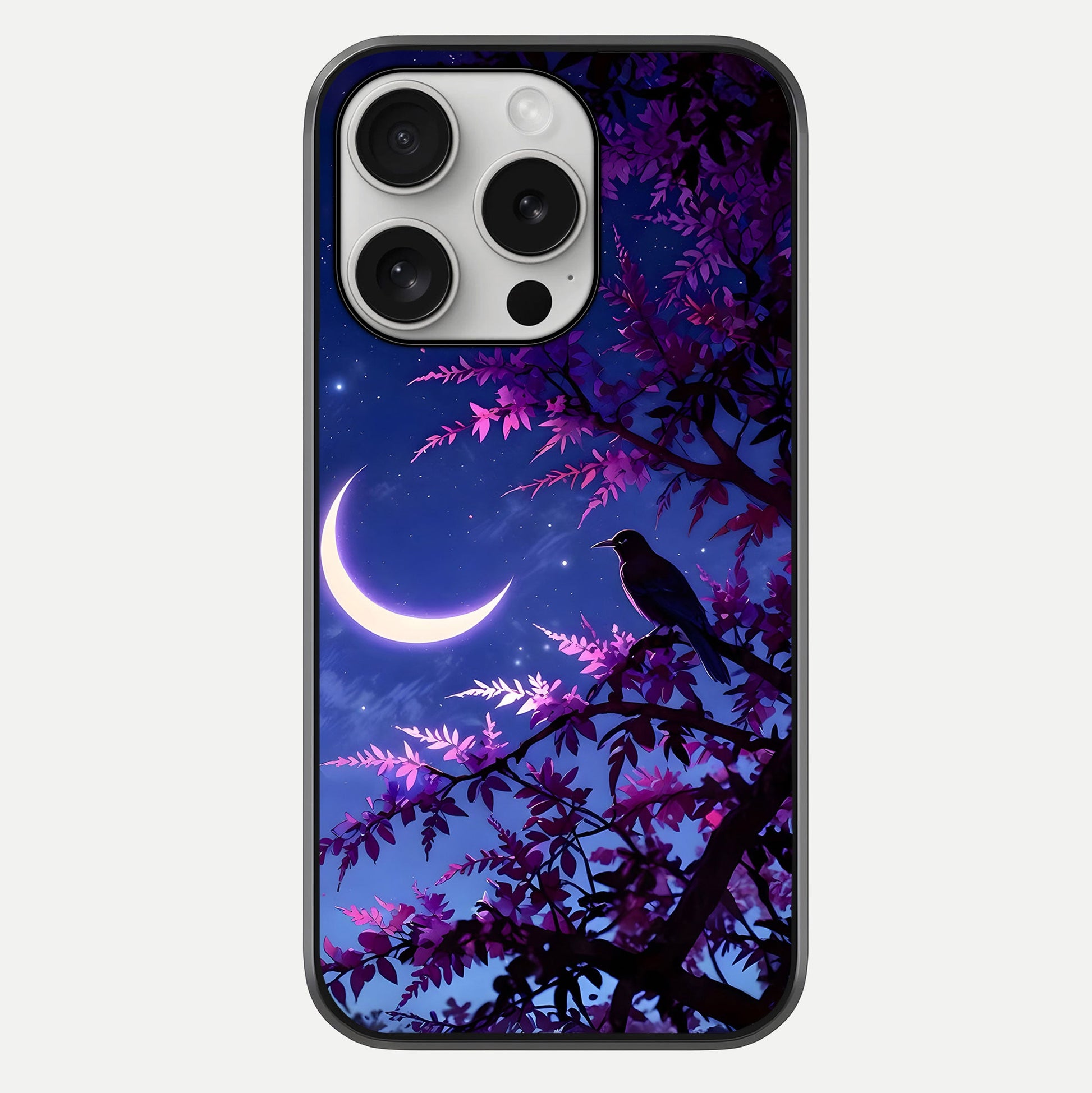 Crow & Moon Scenery Glass Case For iPhone 16 Pro by Custom World