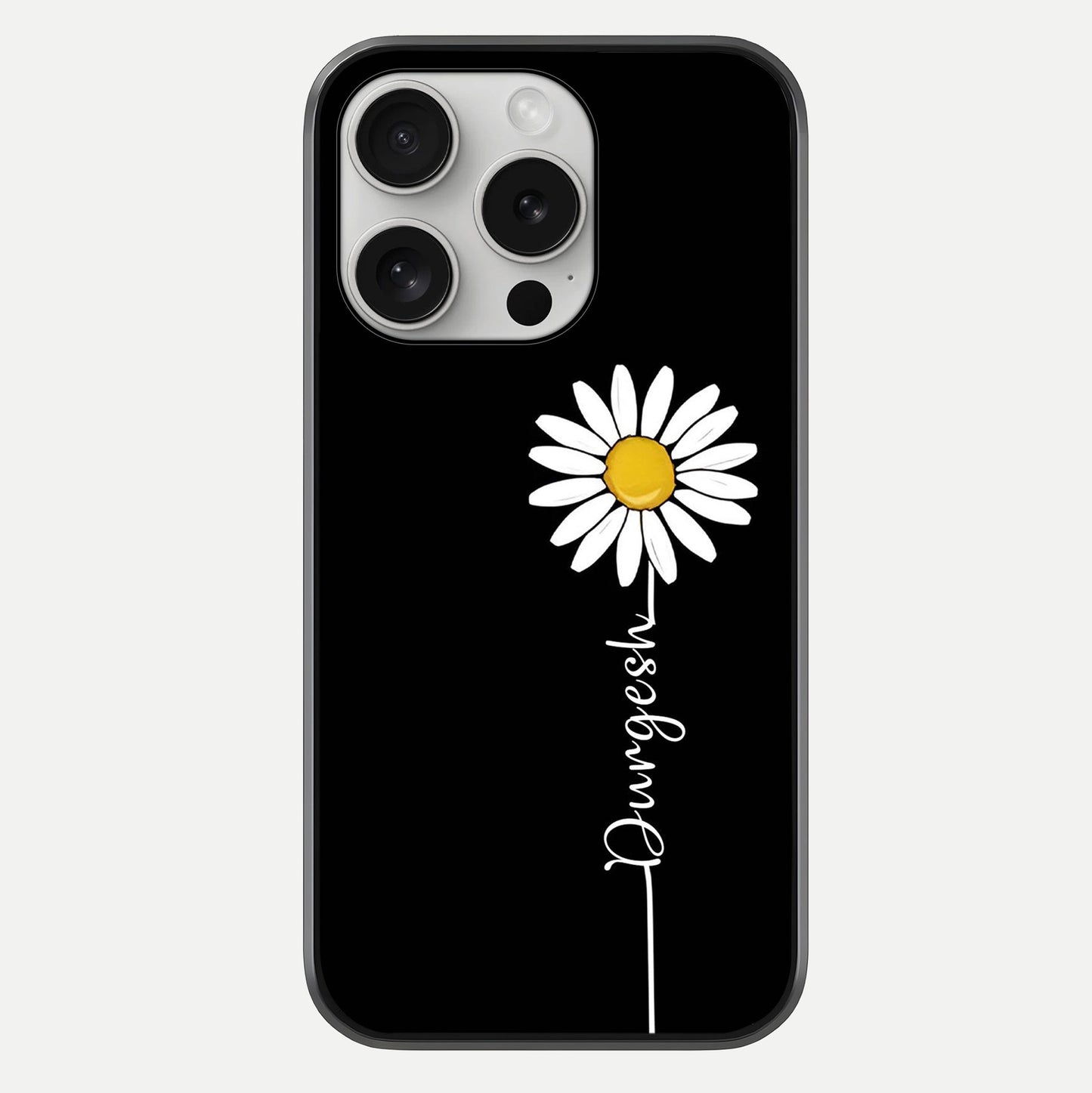 Custom Name White Flower Glass Case For iPhone 16 Pro by Custom World