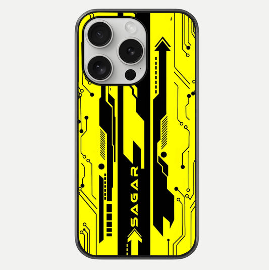 Electric Pulse CYBERPUNK Custom Name Glass Case For iPhone 16 Pro by Custom World