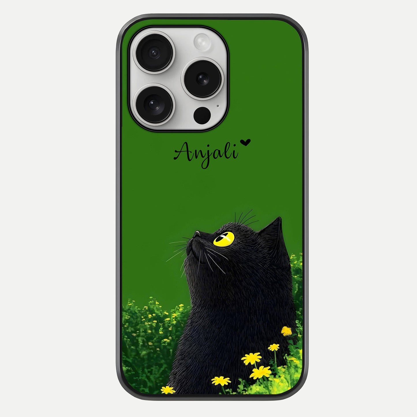 Emerald Cat Custom Name Glass Case For iPhone 16 Pro by Custom World