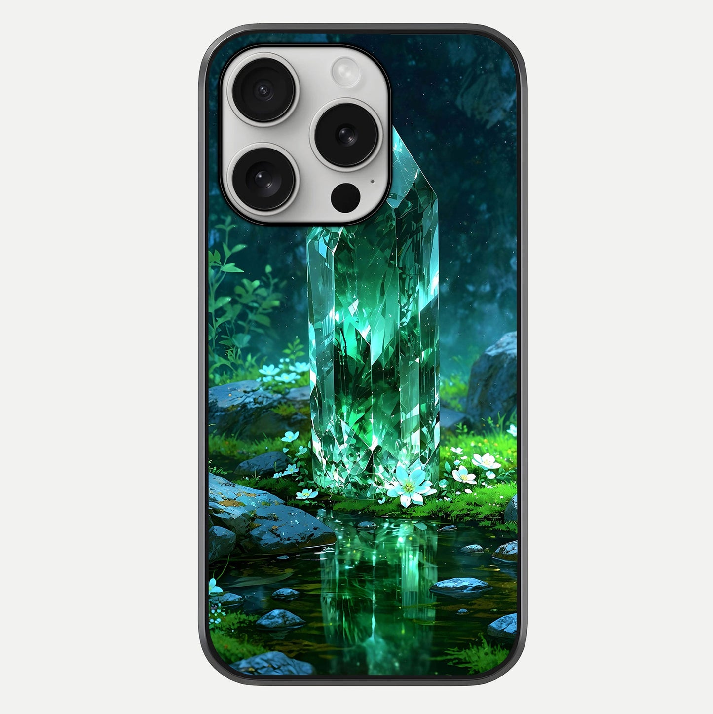 Emerald Light Crystal Glass Case For iPhone 16 Pro by Custom World