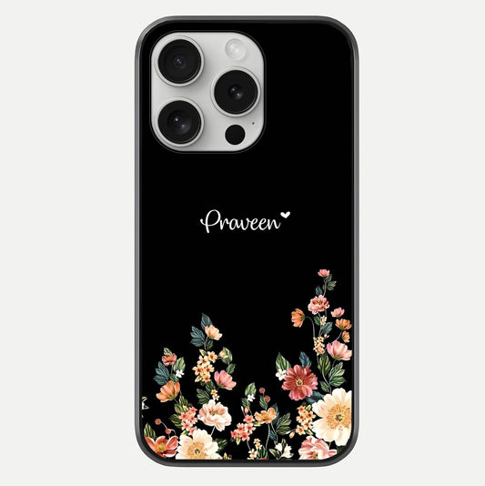Floral Design Personalized Custom Name Glass Case For iPhone 16 Pro by Custom World