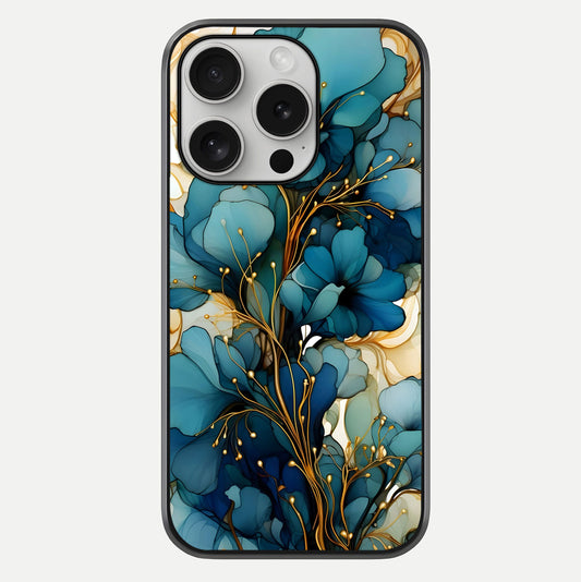 Golden Bloom Symphony Glass Case For iPhone 16 Pro by Custom World