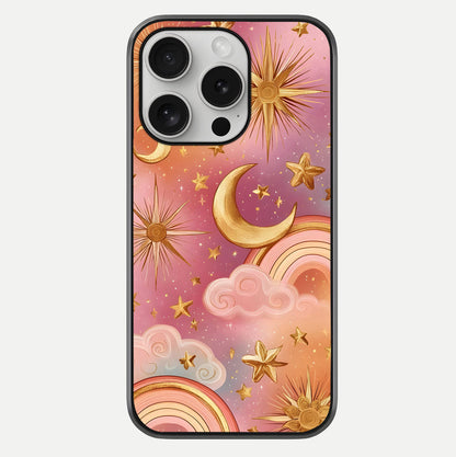 Golden Celestial Dreams Glass Case For iPhone 16 Pro by Custom World