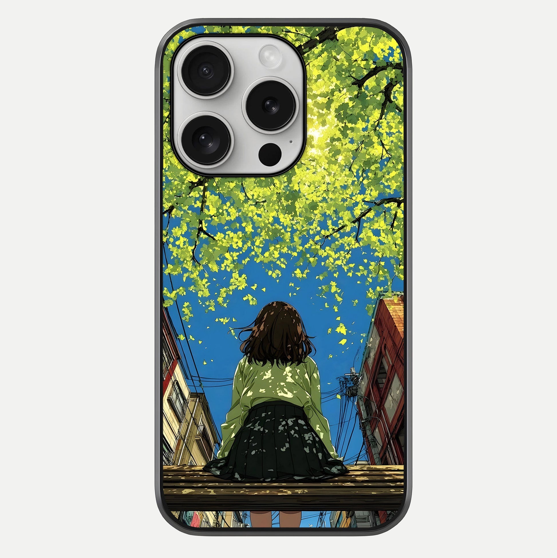 Golden Leaves Glow Glass Case For iPhone 16 Pro by Custom World