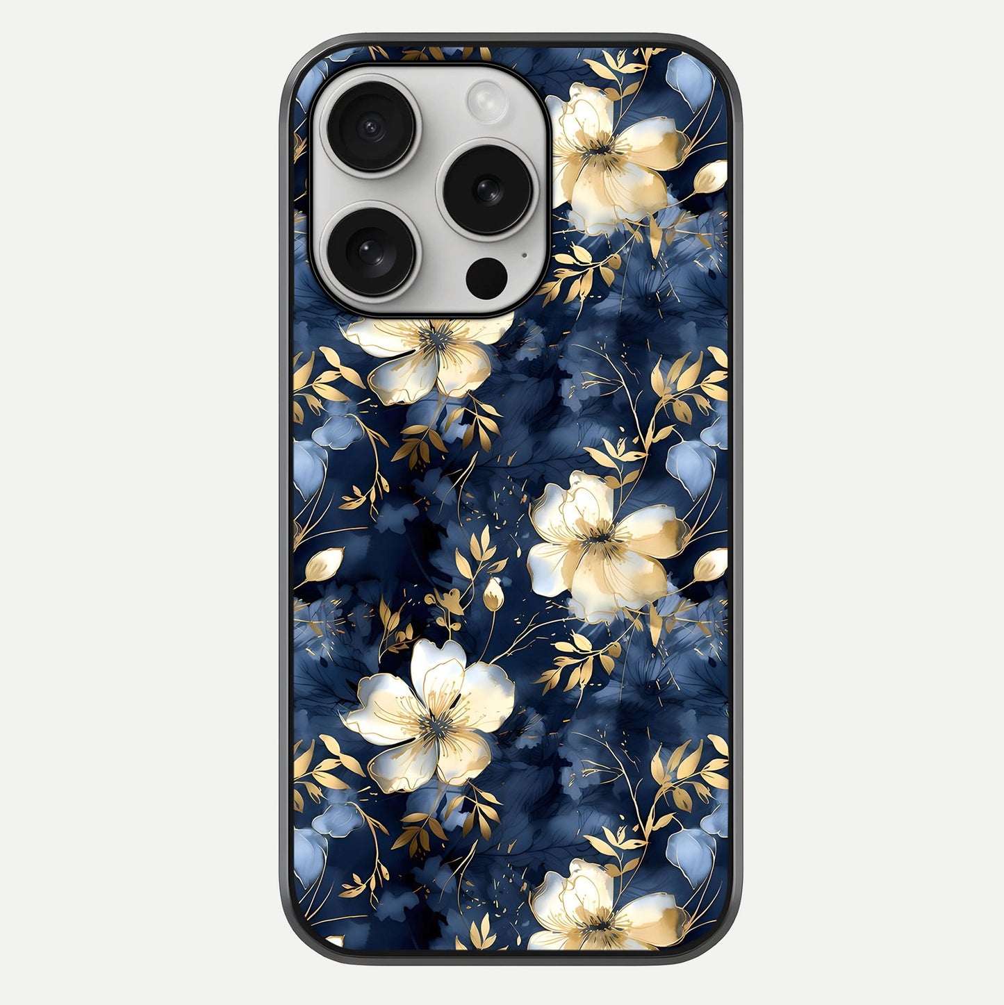 Golden Midnight Bloom Glass Case For iPhone 16 Pro by Custom World
