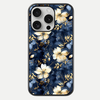 Golden Midnight Bloom Glass Case For iPhone 16 Pro by Custom World