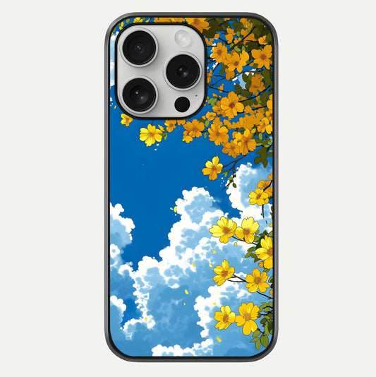 Golden Petal Sky Glass Case For iPhone 16 Pro by Custom World