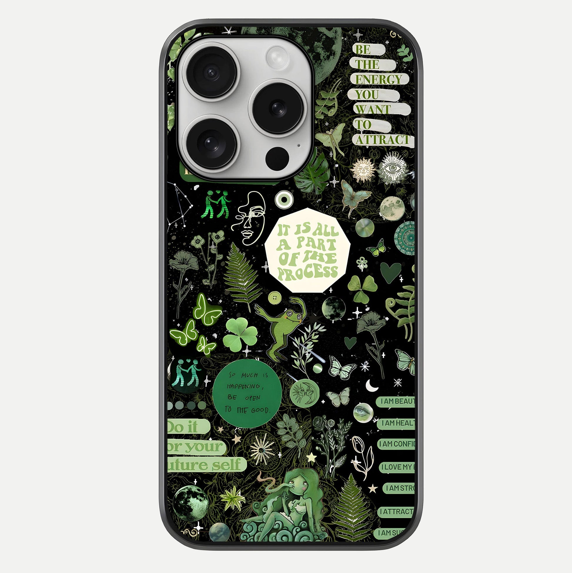 Green Moon Energy Glass Case For iPhone 16 Pro by Custom World