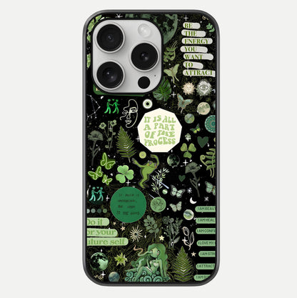 Green Moon Energy Glass Case For iPhone 16 Pro by Custom World