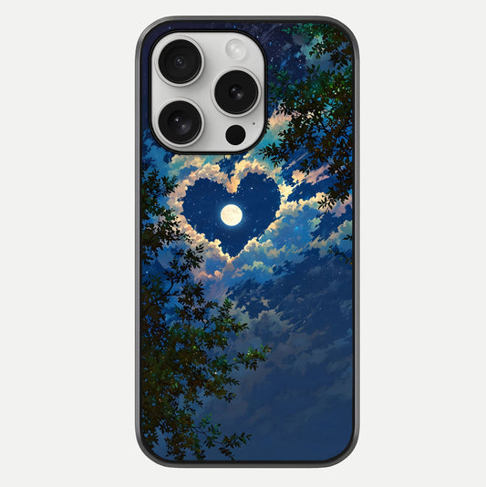 Heart With Moon Sky Glass Case For iPhone 16 Pro by Custom World