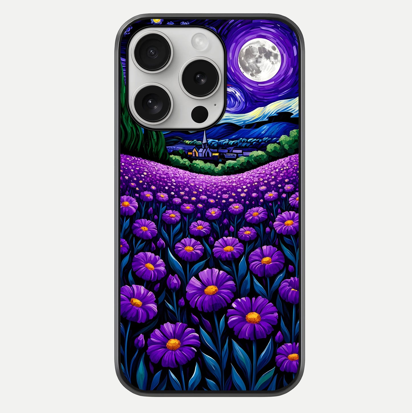 Lavender Moon Field Glass Case For iPhone 16 Pro by Custom World