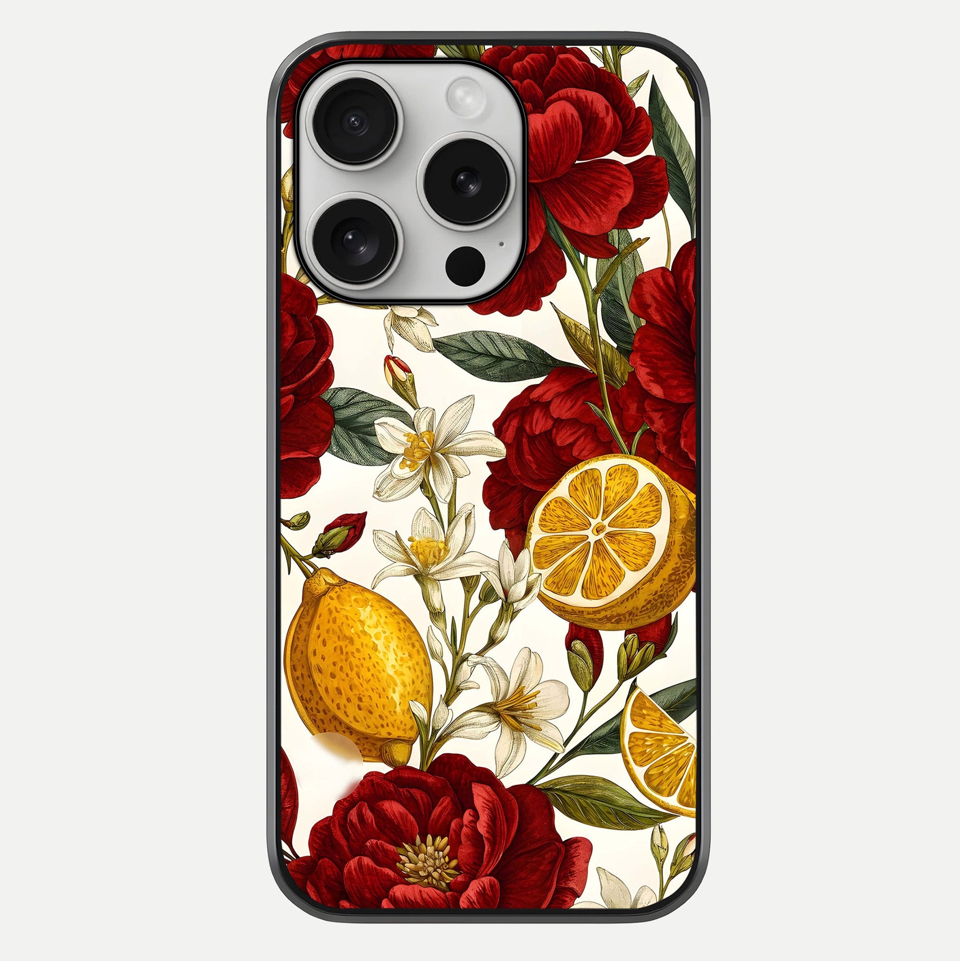 Lemon Rose Charm Glass Case For iPhone 16 Pro by Custom World