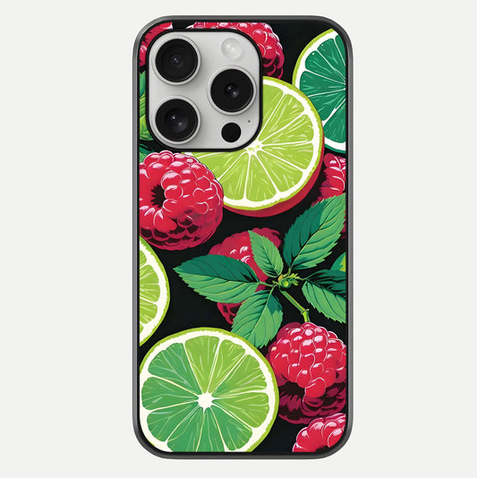 Lime & Raspberry Pattern Glass Case For iPhone 16 Pro by Custom World