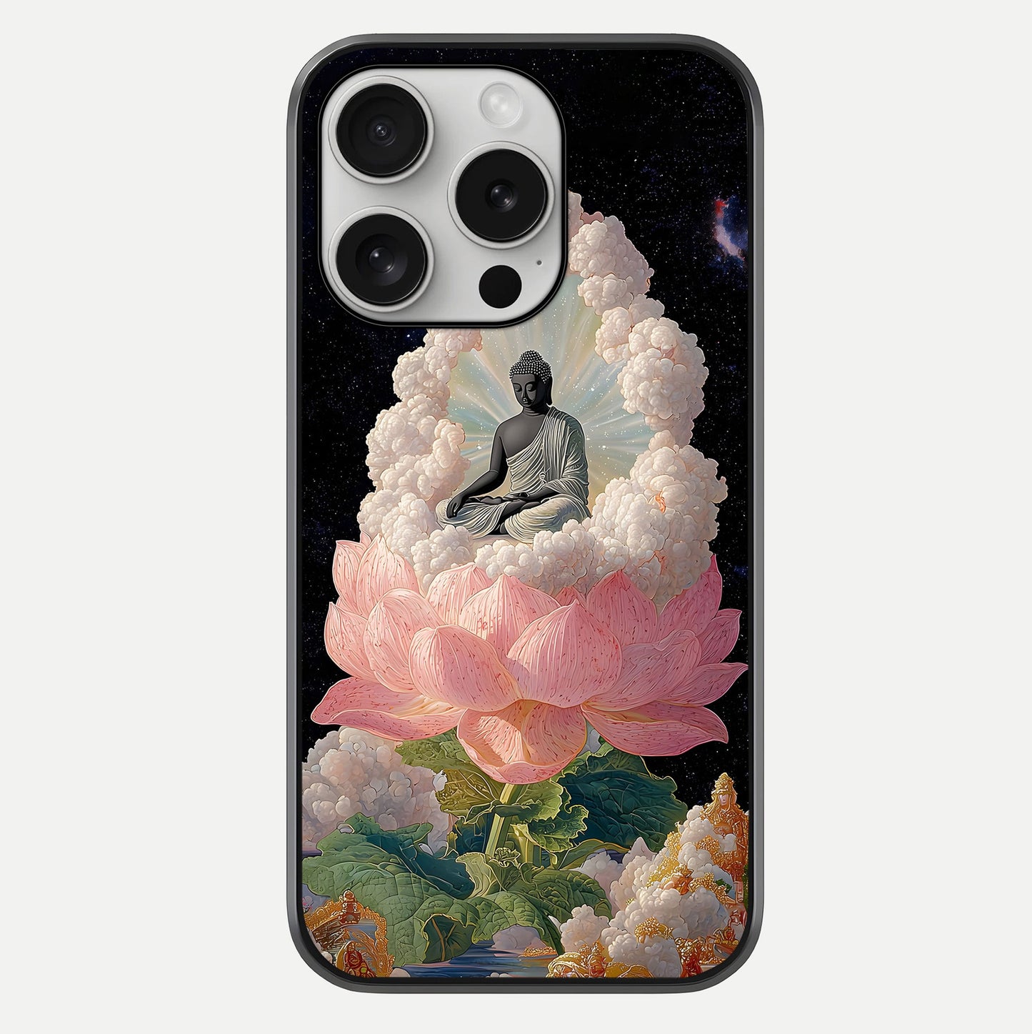 Lotus Divine Peace Glass Case For iPhone 16 Pro by Custom World