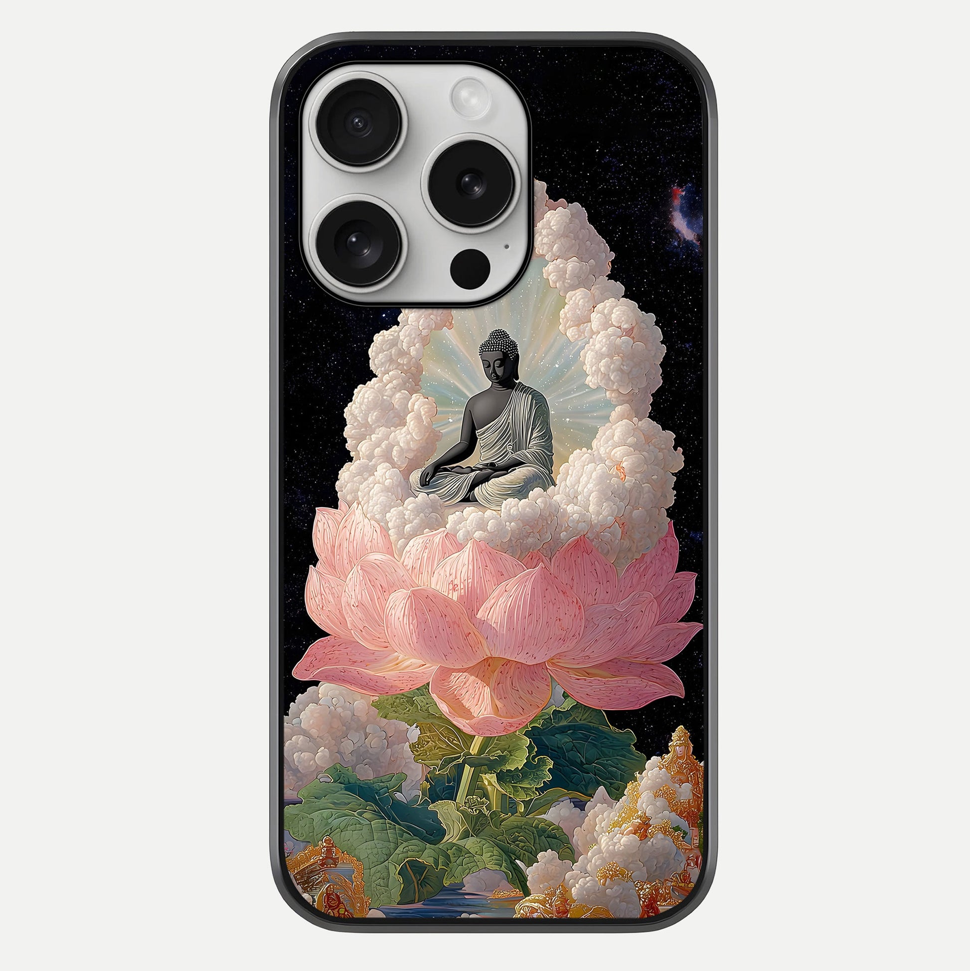 Lotus Divine Peace Glass Case For iPhone 16 Pro by Custom World