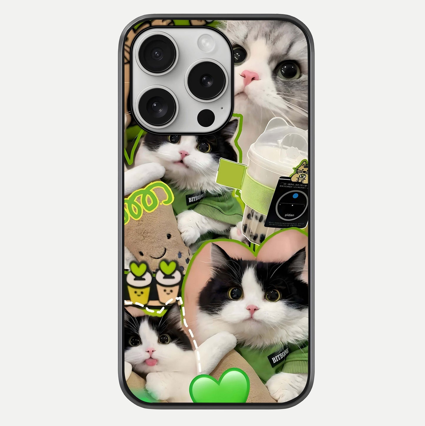 Matcha Cats Mood Glass Case For iPhone 16 Pro by Custom World