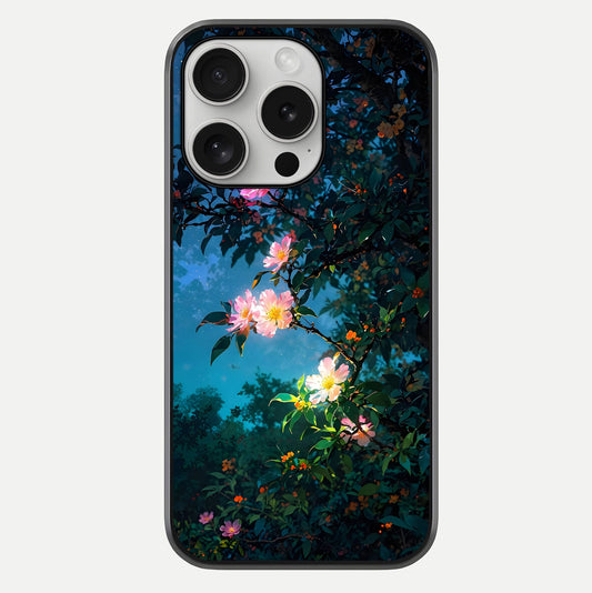 Midnight Bloom Glow Glass Case For iPhone 16 Pro by Custom World