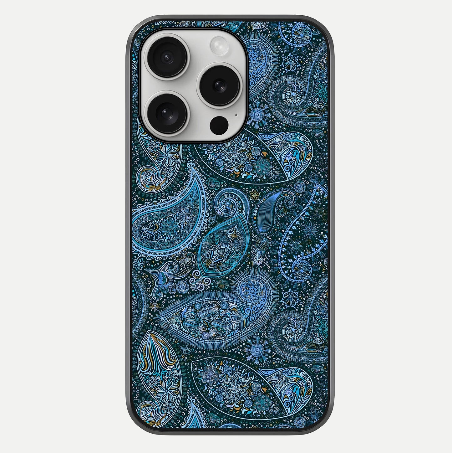 Midnight Paisley Glow Glass Case For iPhone 16 Pro by Custom World