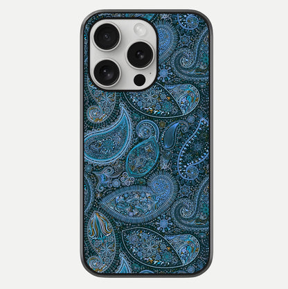 Midnight Paisley Glow Glass Case For iPhone 16 Pro by Custom World