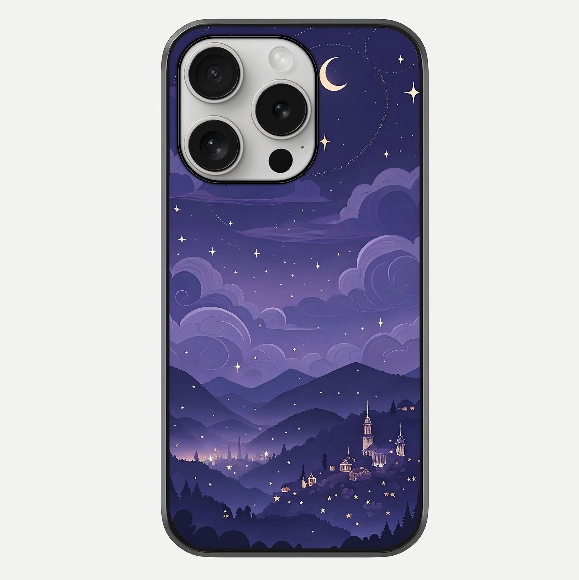 Minimal Night View Glass Case For iPhone 16 Pro by Custom World