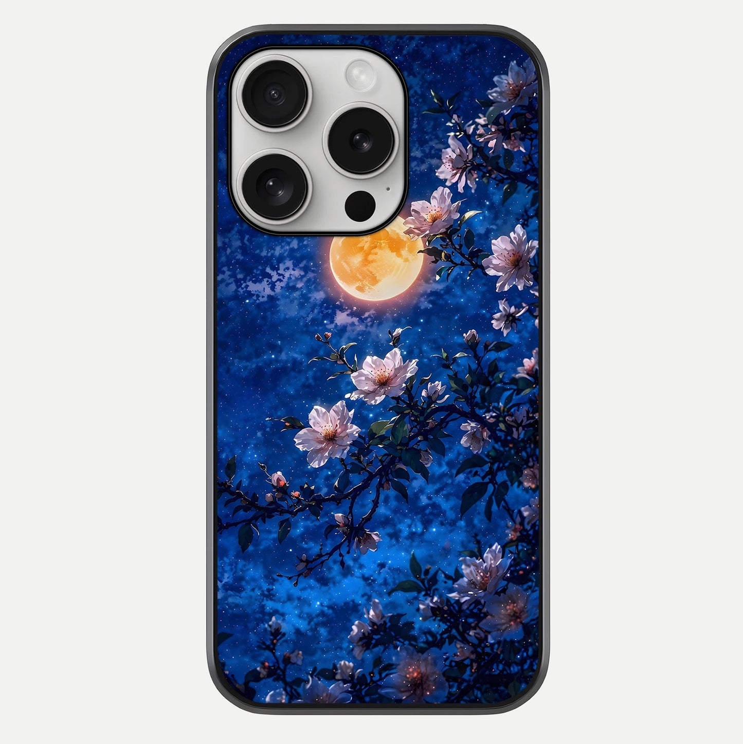 Moonlit Blossoms Night Glass Case For iPhone 16 Pro by Custom World