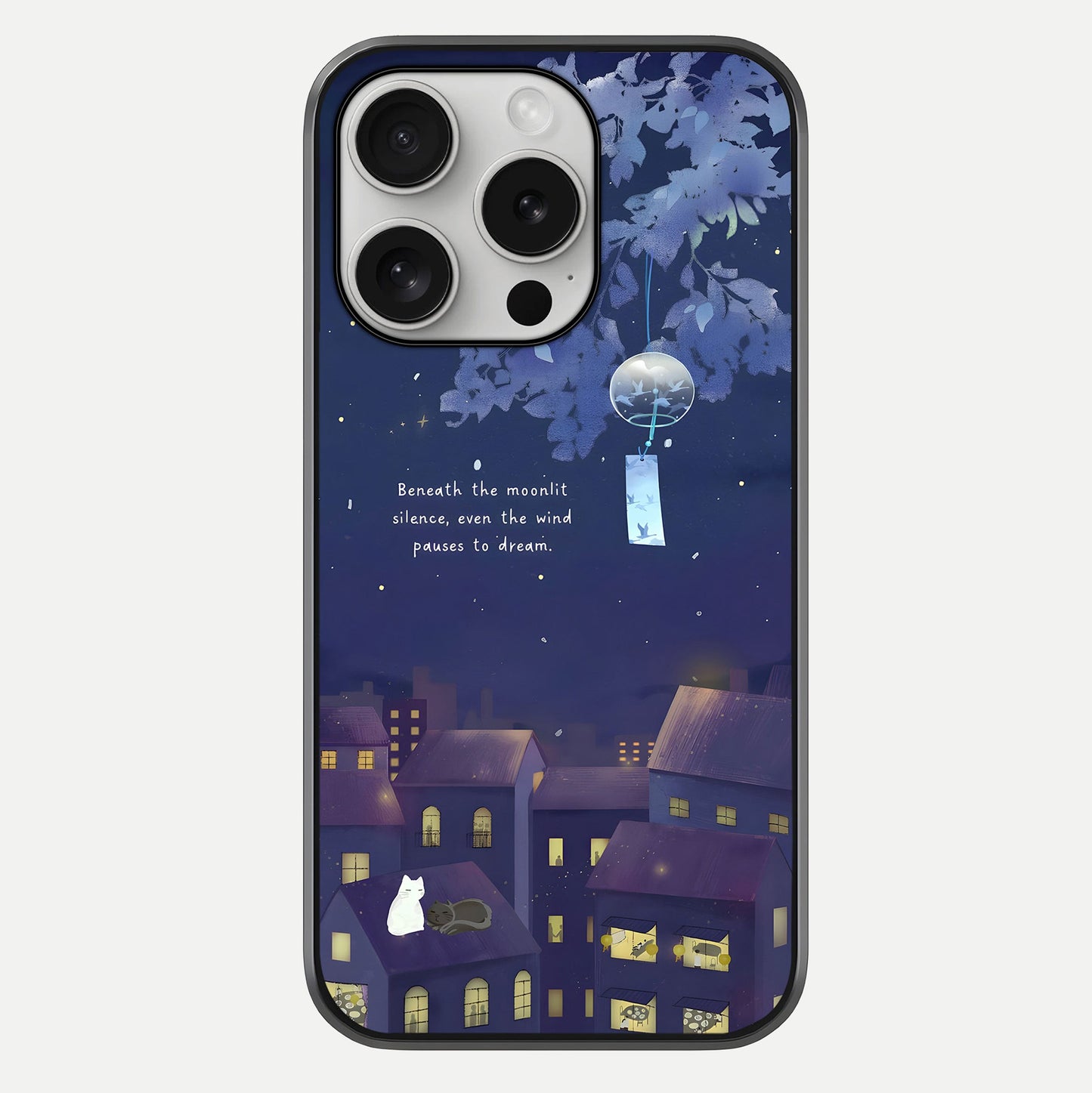 Moonlit Cat Silence Glass Case For iPhone 16 Pro by Custom World