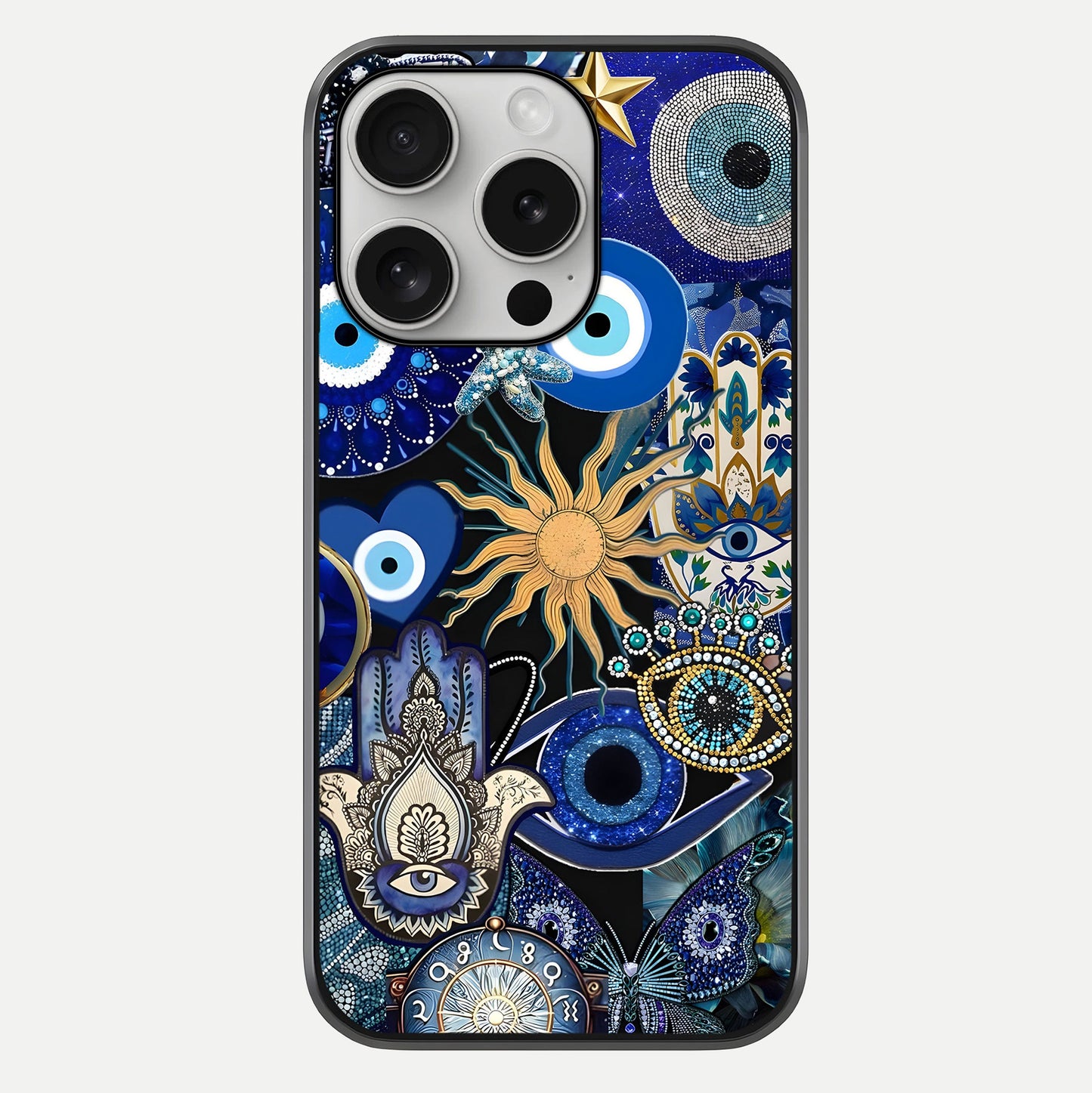 Mystic Blue Evil Eye Glass Case For iPhone 16 Pro by Custom World