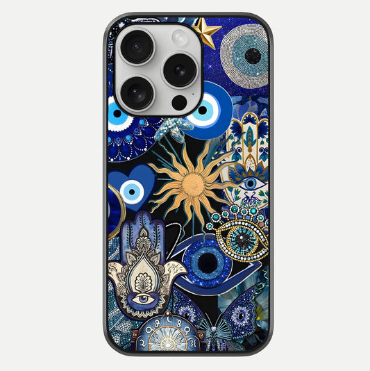 Mystic Blue Evil Eye Glass Case For iPhone 16 Pro by Custom World