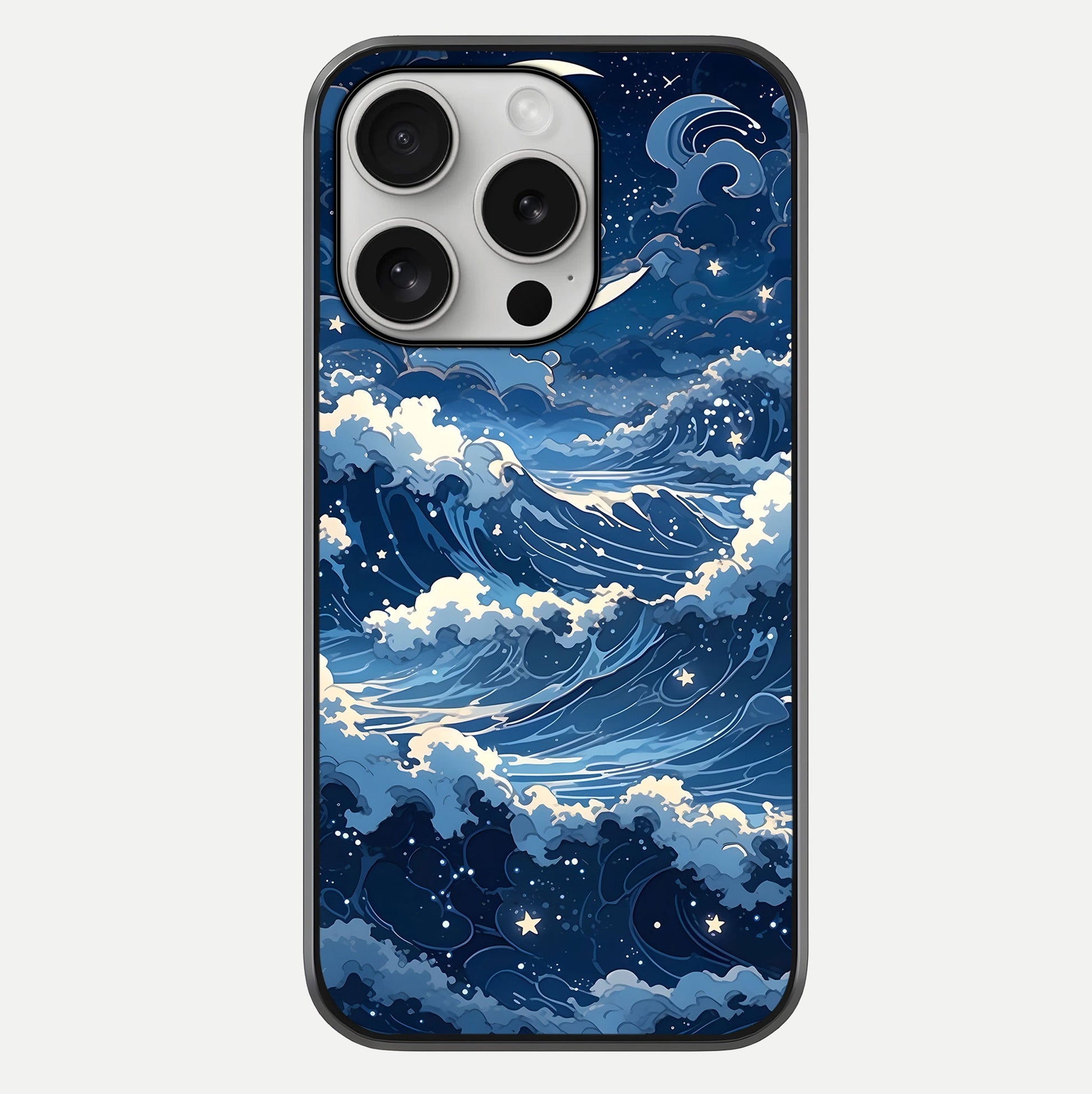Ocean Moon Waves Glass Case For iPhone 16 Pro by Custom World